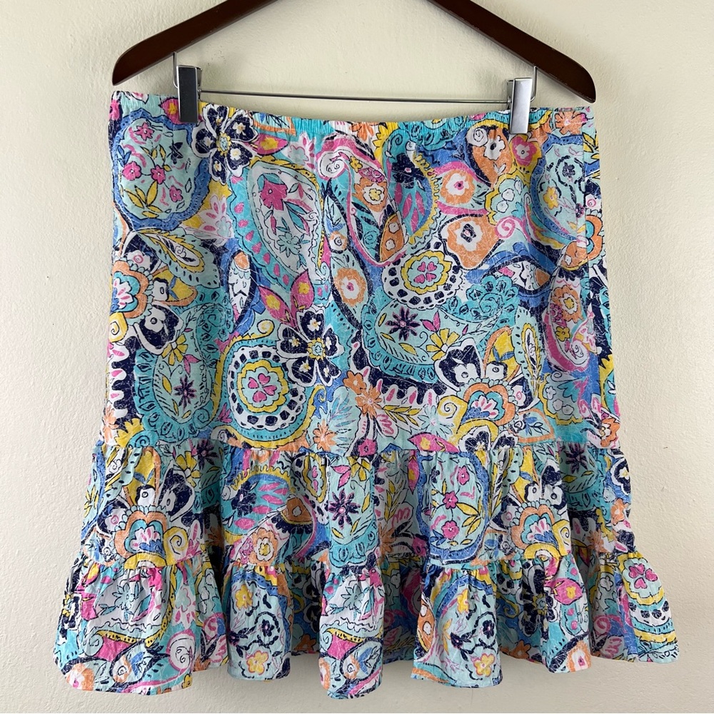 Habitat Multi-Color Paisley Tiered Midi Skirt
